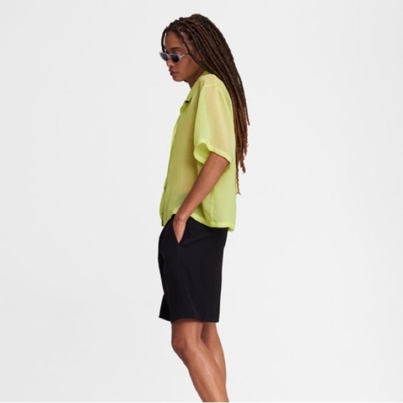 Rag and Bone / NWT  Reed viscose neon green camp oversized shirt large L - Picture 4 of 6